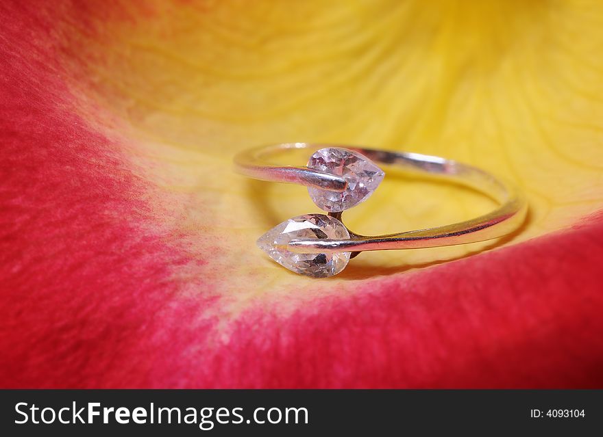 Ring on a rose petal