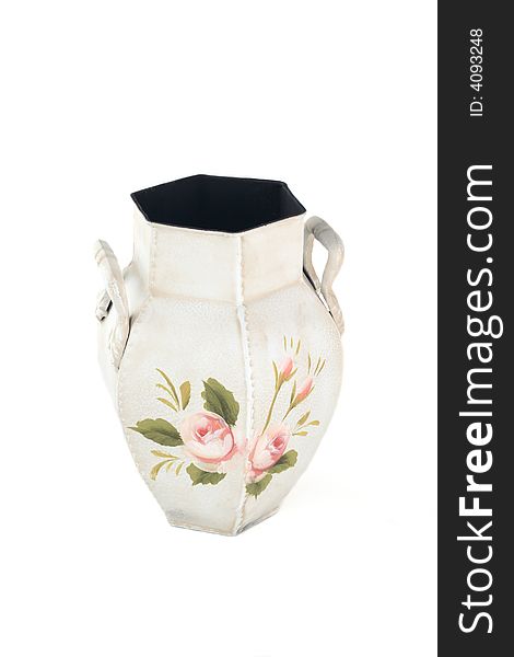 Beautiful painted vase on white