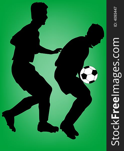 Silhouette of football players on green background