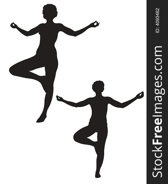 Two tropical yoga girls vector