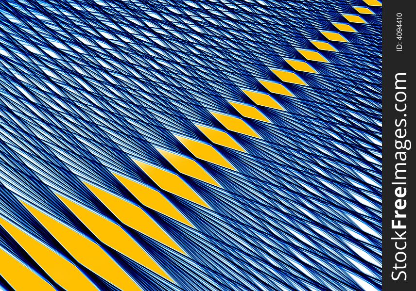 Blue net way with yellow signs to distant target. Illustration made on computer. Blue net way with yellow signs to distant target. Illustration made on computer.