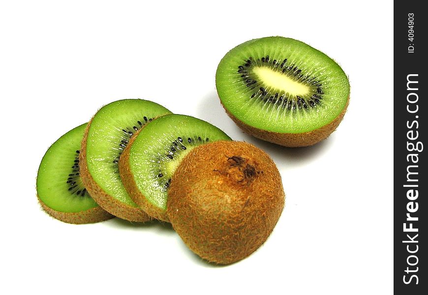 A sliced kiwi isolated on a white background
