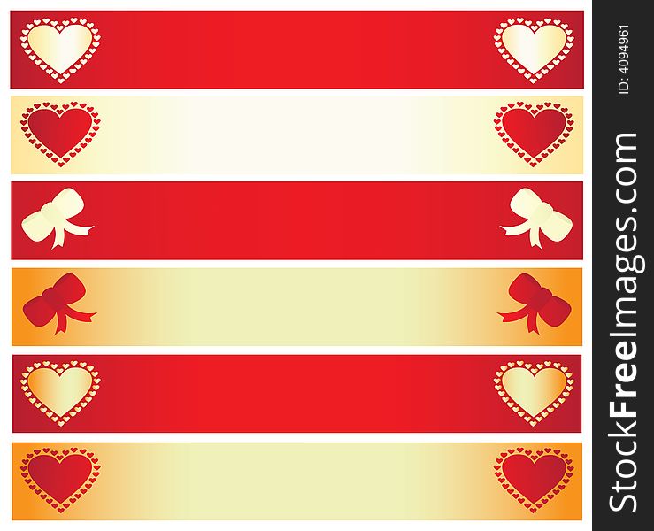 Six banners for Valentineâ€™s day vector illustration. Six banners for Valentineâ€™s day vector illustration