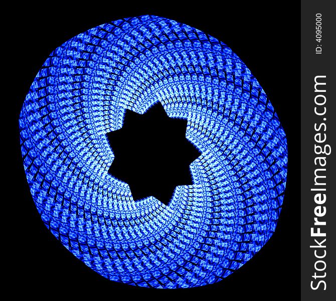 Abstract fractal resembling a woven basket with a star opening. Abstract fractal resembling a woven basket with a star opening