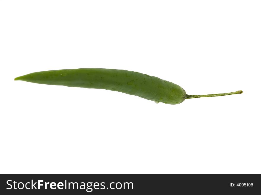 A chilli on a white background. A chilli on a white background.