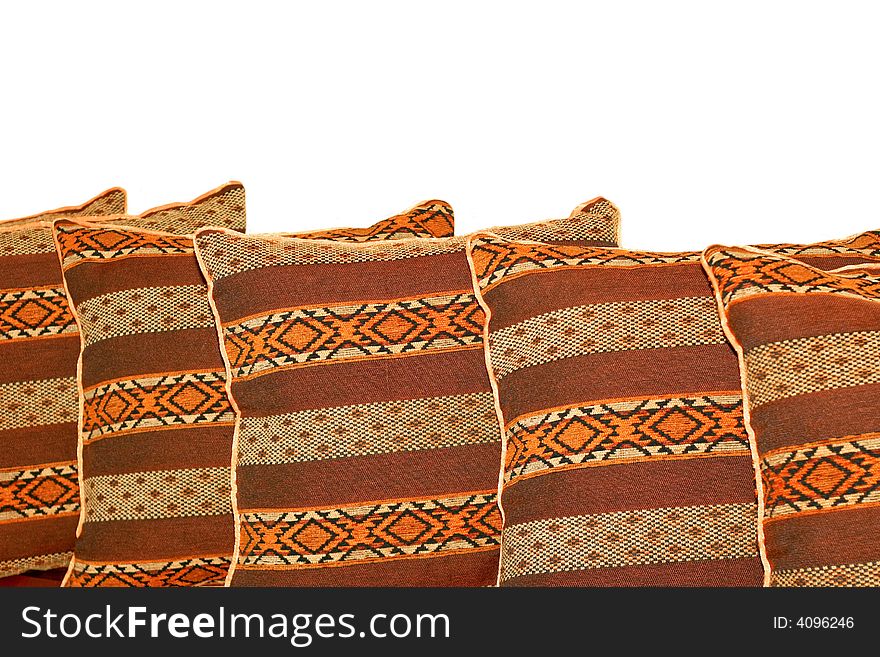 Indian style decorative pillows isolated on white. Indian style decorative pillows isolated on white
