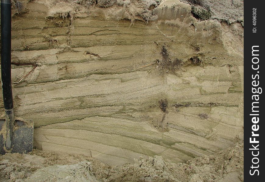 The geological outrop of the sandy dune. The geological outrop of the sandy dune