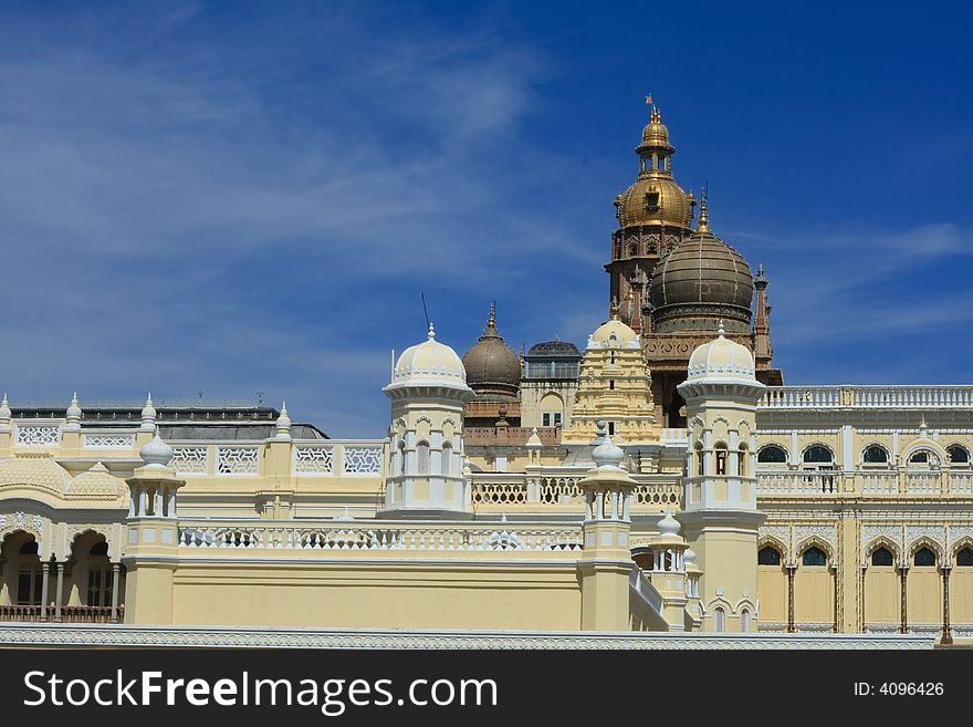 A top portion of a beautiful royal palace at Mysore. A top portion of a beautiful royal palace at Mysore.