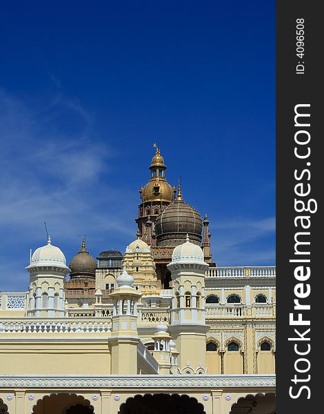 A top portion of a beautiful royal palace at Mysore. A top portion of a beautiful royal palace at Mysore.