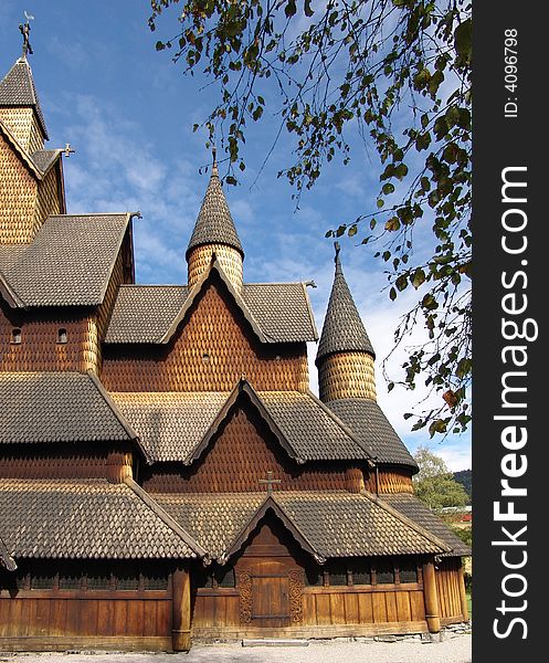 Traditional Norwegian wooden Stave Church. Traditional Norwegian wooden Stave Church