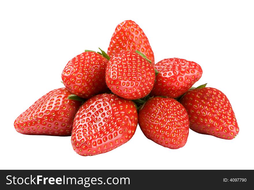 Heap of strawberries isolated and with clipping path