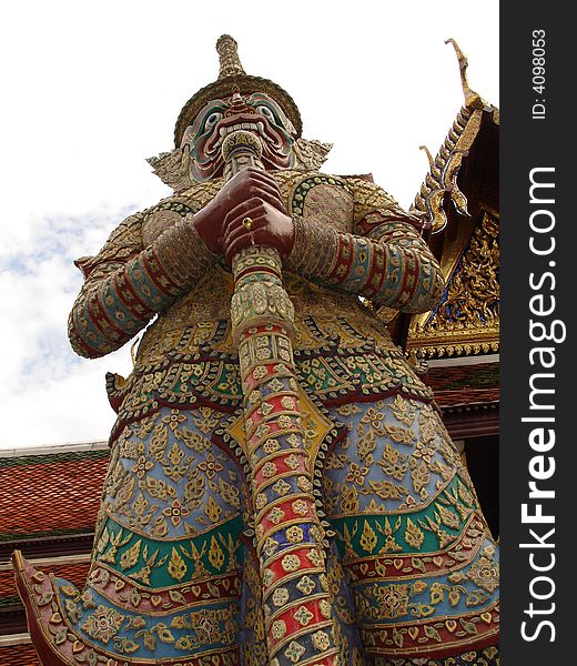 Multi-color shrine Thailand Gold God. Multi-color shrine Thailand Gold God