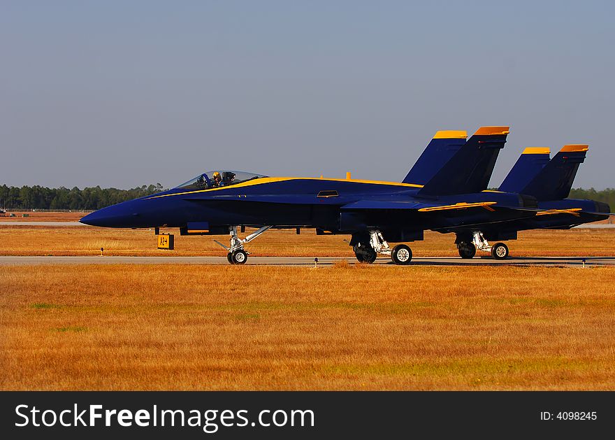 Image of 2 Navy Blue Angels ready for take off