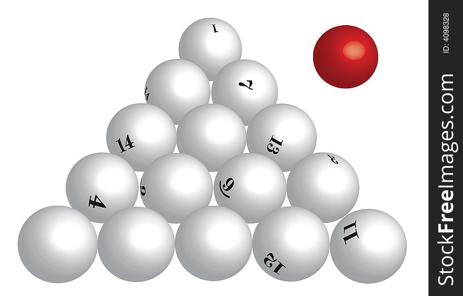 Billiard spheres are drawn in the illustrator against the white background. Billiard spheres are drawn in the illustrator against the white background.