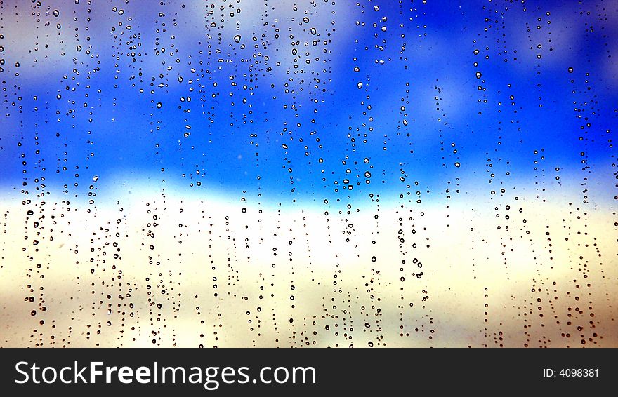 Close-up of water drops on glass (Background)