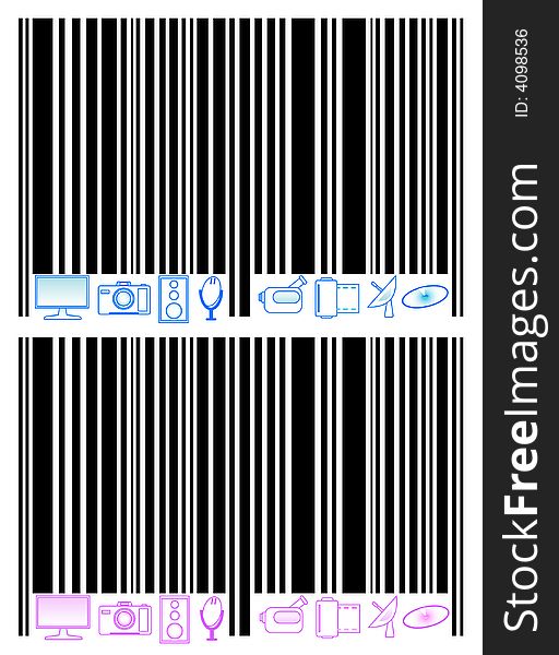 Illustration of barcode, multimedia, violet. Illustration of barcode, multimedia, violet
