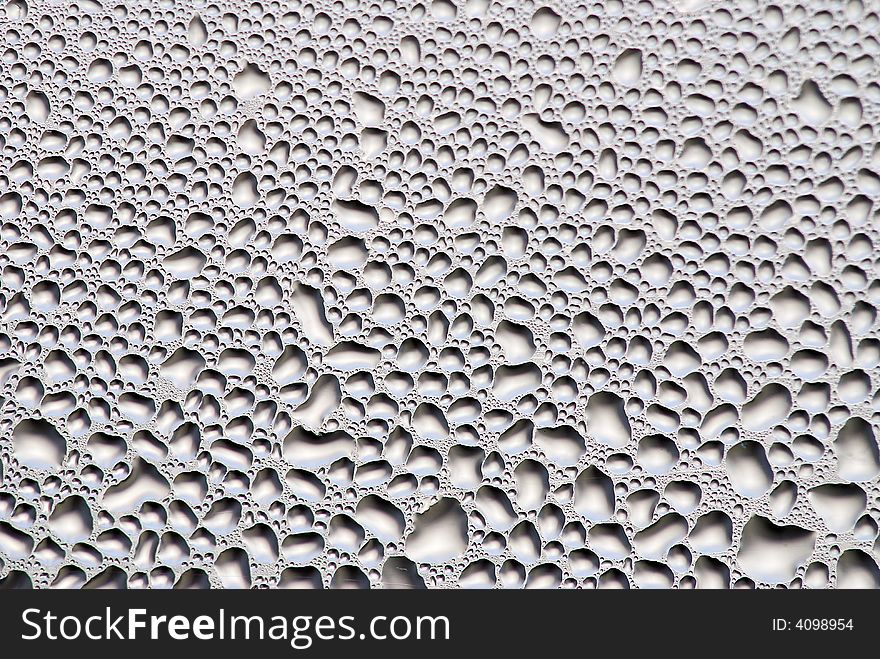 Close-up of water drops on glass (Background)