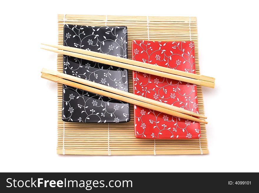 Black and red sushi set