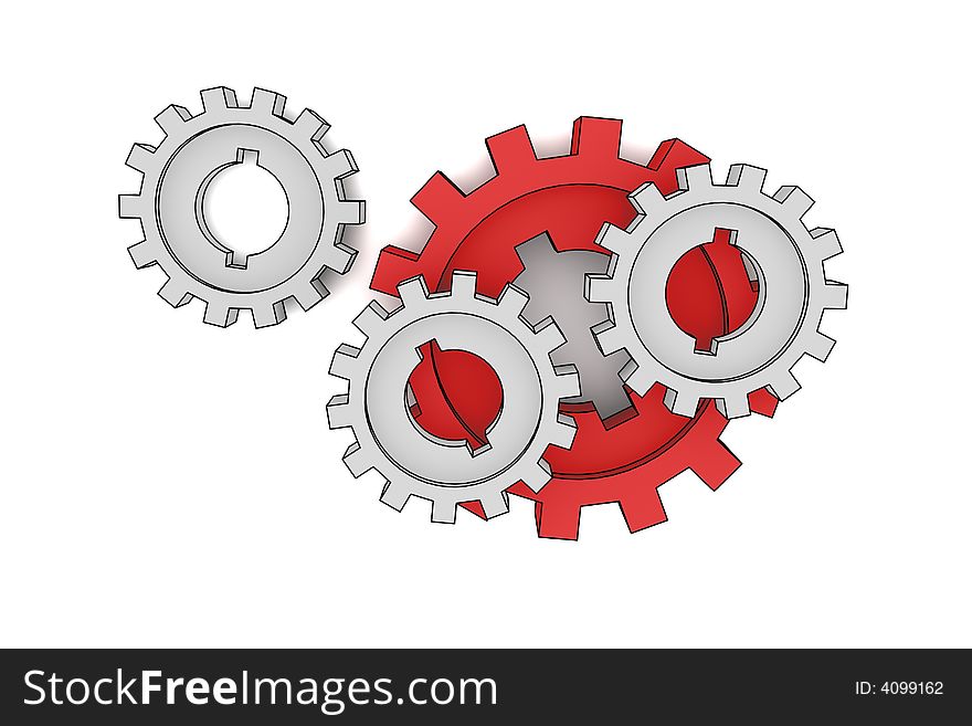 Isolated cogwheels - business network - illustration