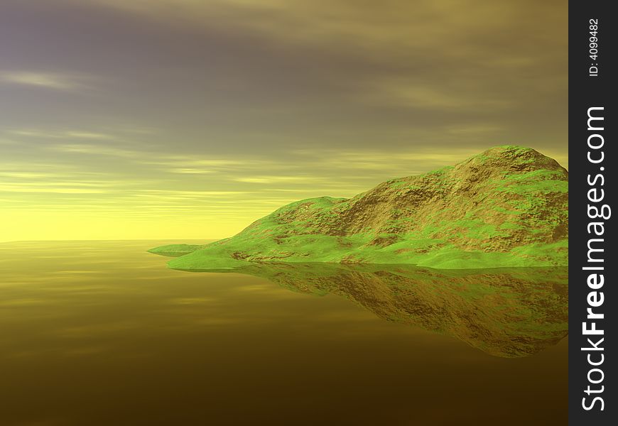 Beautiful summer seascape. 3d image. Beautiful summer seascape. 3d image