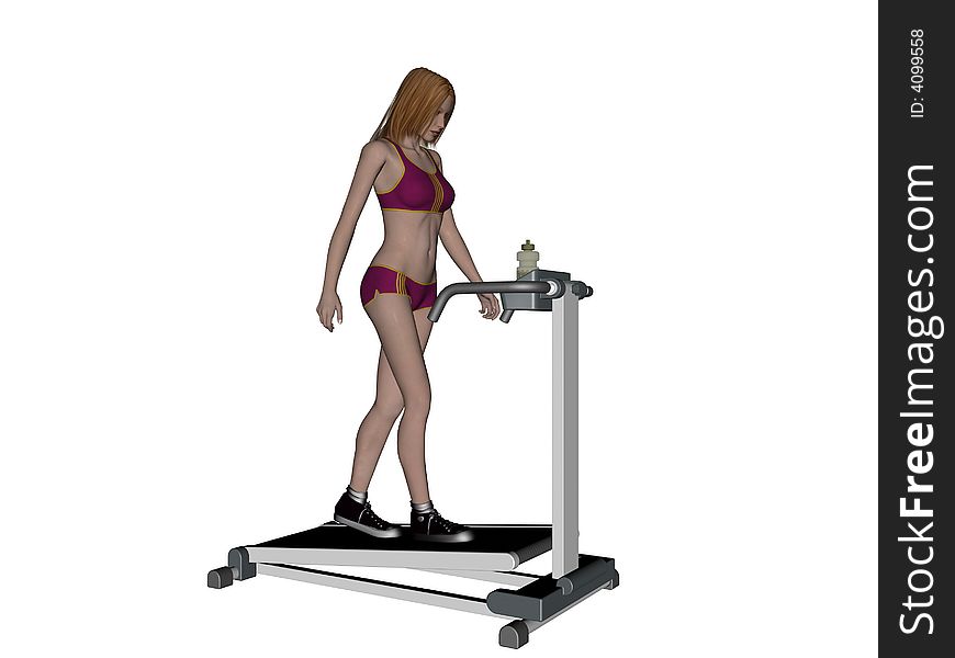 Young woman exercising. 3d image