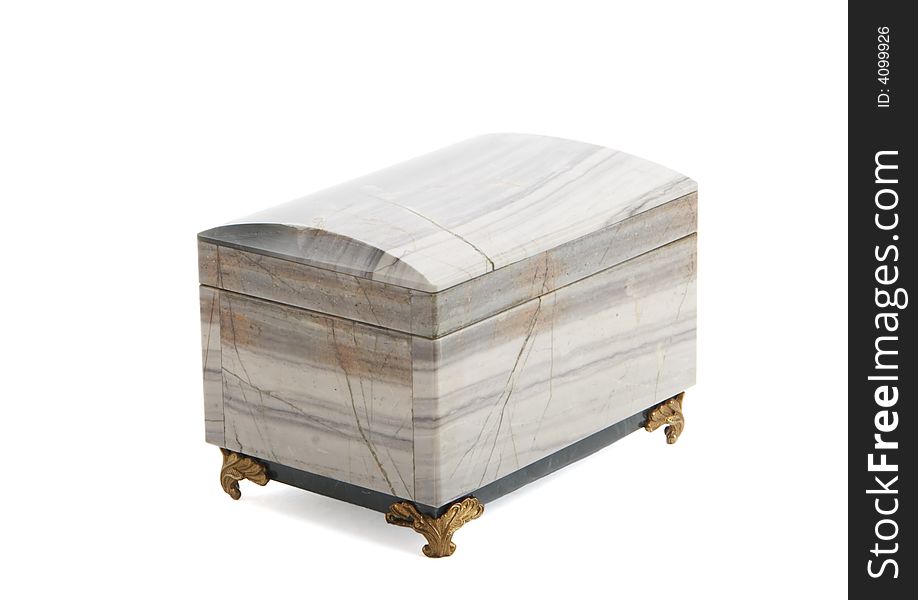 Stone casket for jewel. on white