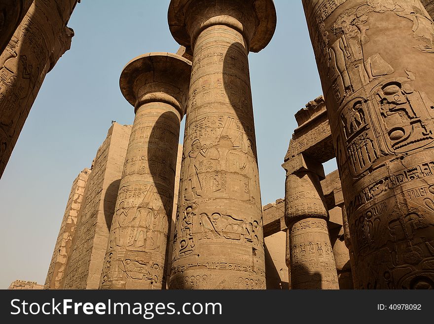 Sculpture Karnak temple of Amun Ra the sun god. Sculpture Karnak temple of Amun Ra the sun god