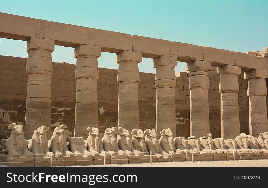 Columns and Sculpture in Karnak Temple