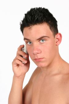 Free Topless Male On His Phone Royalty Free Stock Photography - 416157