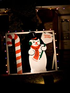 Snowman And Candy Cane Royalty Free Stock Photo Snowman And Candy Cane Royalty Free Stock Photo