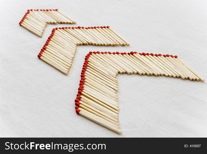 Arrows made from unused matchsticks