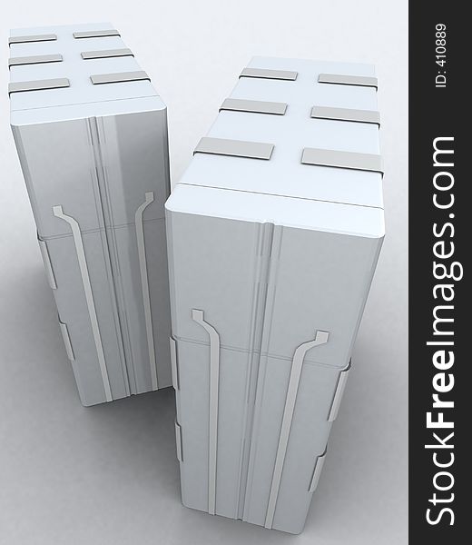 Two servers in light grey for web design