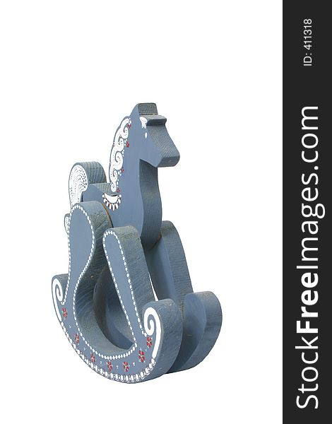 Blue Wooden Rocking Horse