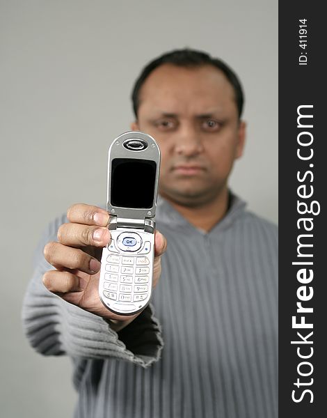 Man showing mobile