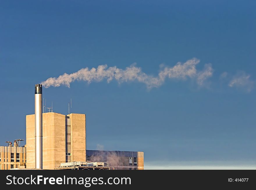 Industrial building & smoke stack. Industrial building & smoke stack