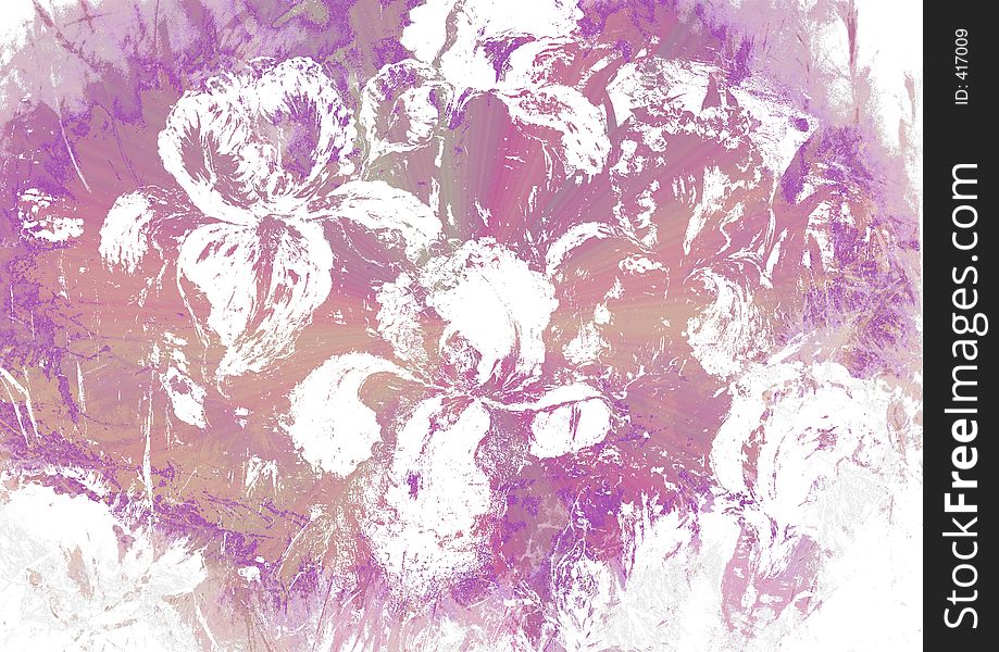 Grunge Background with Iris flowers