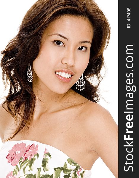 A beautiful young asian woman on white background. A beautiful young asian woman on white background