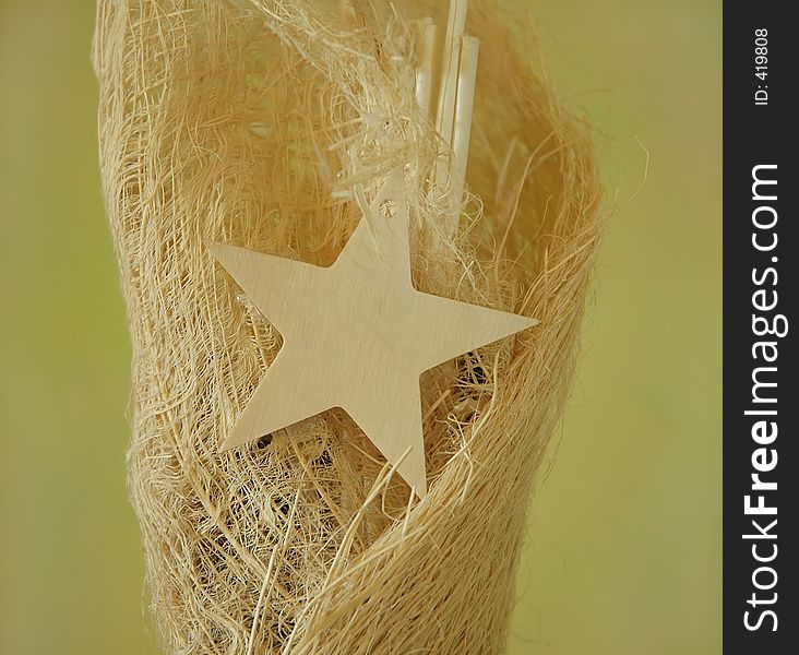 Decoration with wooden star. Decoration with wooden star