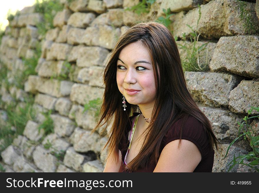 Photo of a young girl outdoors. Photo of a young girl outdoors