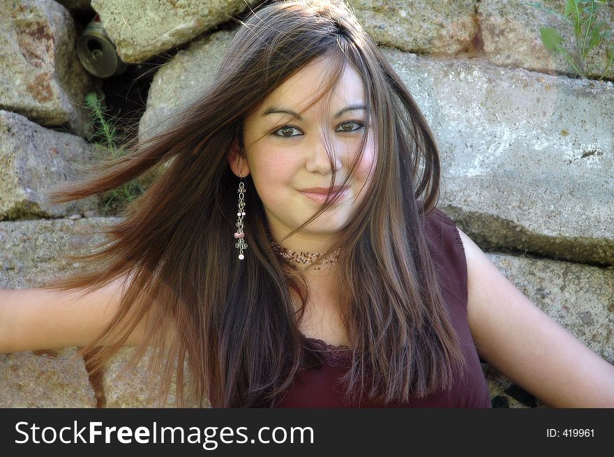 Photo of a young girl outdoors. Photo of a young girl outdoors