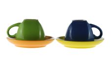 Two Turned Abtract Color Cups Royalty Free Stock Images Two Turned Abtract Color Cups Royalty Free Stock Images