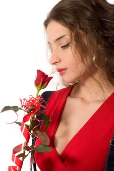 Beautiful Girl With A Rose Royalty Free Stock Images