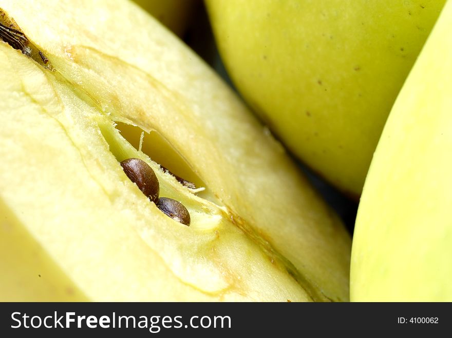 Arrangement with apples on the white behinds. Arrangement with apples on the white behinds.