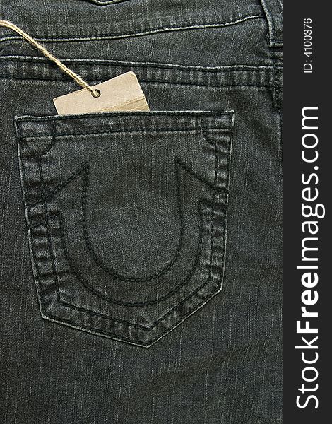 New jeans with size label in pocket.