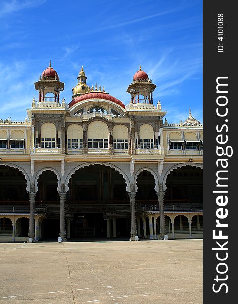 The frontal portion of a royal palace at Mysore. The frontal portion of a royal palace at Mysore.