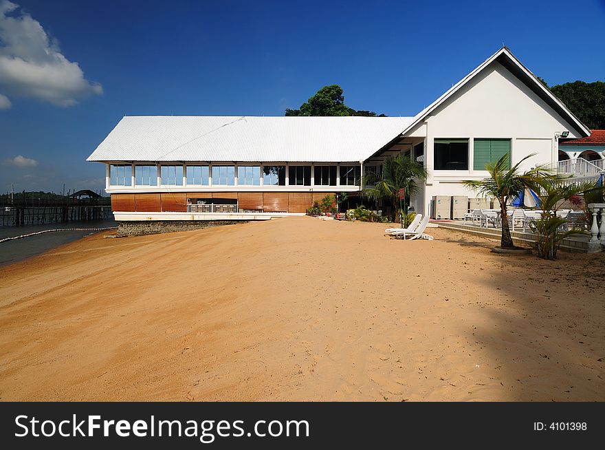 A beach house under the sunny weather. A beach house under the sunny weather