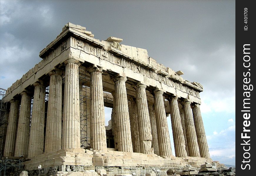 The Acropolis in Athens on a stormy day