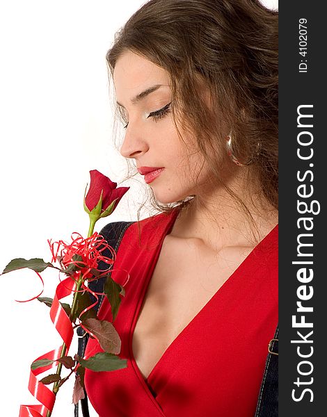 Beautiful Girl With A Rose