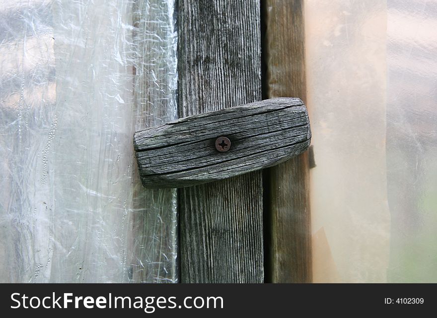 Detail of a frame of a wooden country hotbed. Detail of a frame of a wooden country hotbed