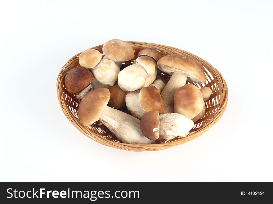 Fresh mushrooms in a basket